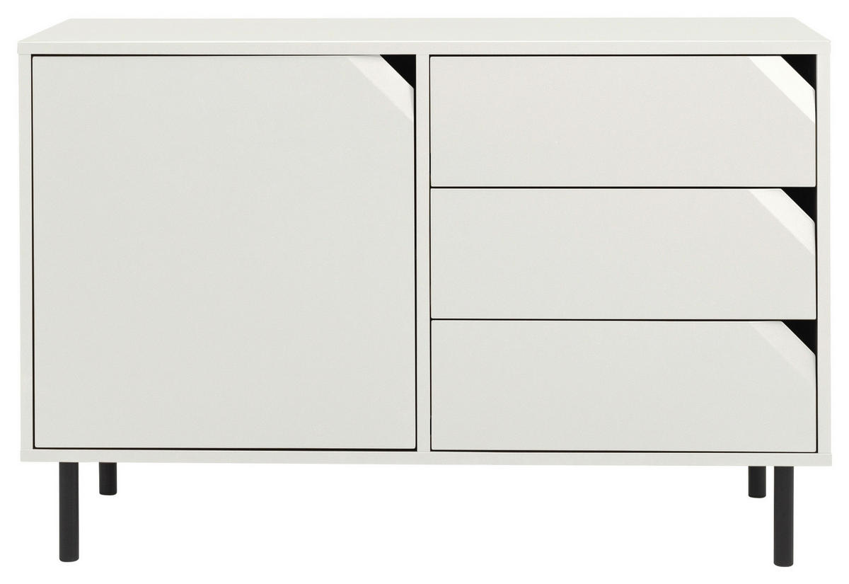 SIDEBOARD  in 118/77/43 cm  - Schwarz/Weiß, Design, Holzwerkstoff/Metall (118/77/43cm)
