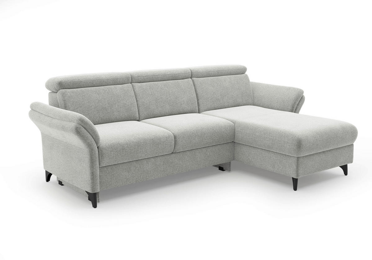 ECKSOFA Flachgewebe Hellgrau  - Hellgrau/Schwarz, Konventionell, Textil/Metall (253/166cm) - Sit & More