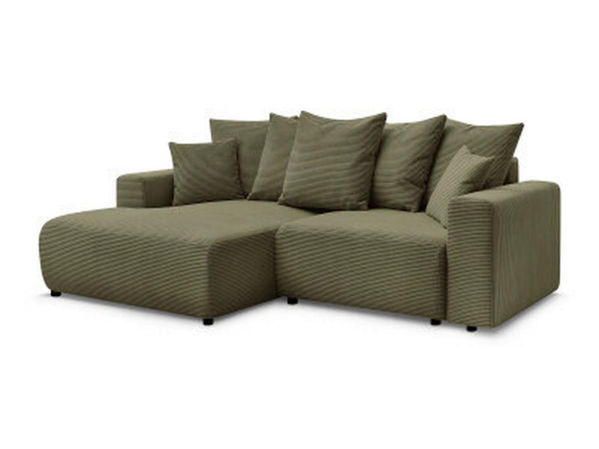 ECKSOFA Ottomane links  ATILLA Hellgrün Cord  - Schwarz/Hellgrün, MODERN, Kunststoff/Textil (149/244cm)