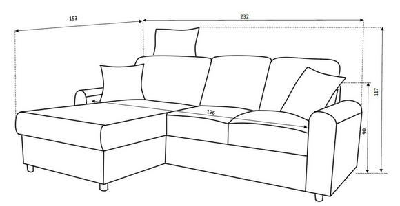 ECKSOFA Currygelb Chenille - Currygelb/Schwarz, KONVENTIONELL, Kunststoff/Textil (232/153cm) - Carryhome
