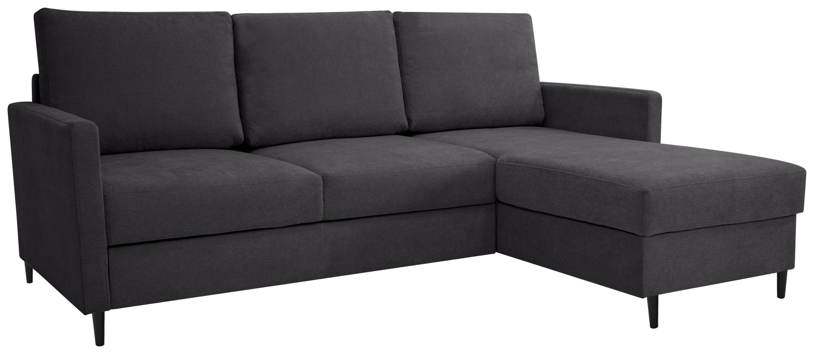 ECKSOFA Anthrazit Chenille  - Anthrazit/Schwarz, KONVENTIONELL, Holz/Textil (159/221cm) - Carryhome