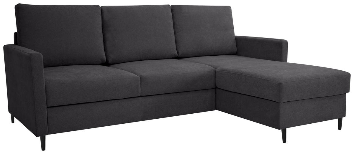 ECKSOFA in Chenille Anthrazit  - Anthrazit/Schwarz, Konventionell, Holz/Textil (159/221cm) - Carryhome