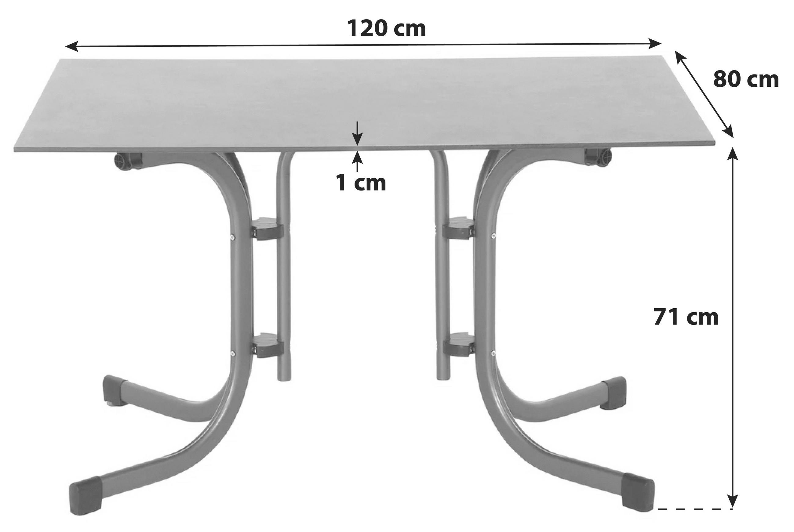 GARTENKLAPPTISCH 120/80/71 cm  - Anthrazit/Silberfarben, KONVENTIONELL, Holzwerkstoff/Kunststoff (120/80/71cm) - Siena Garden