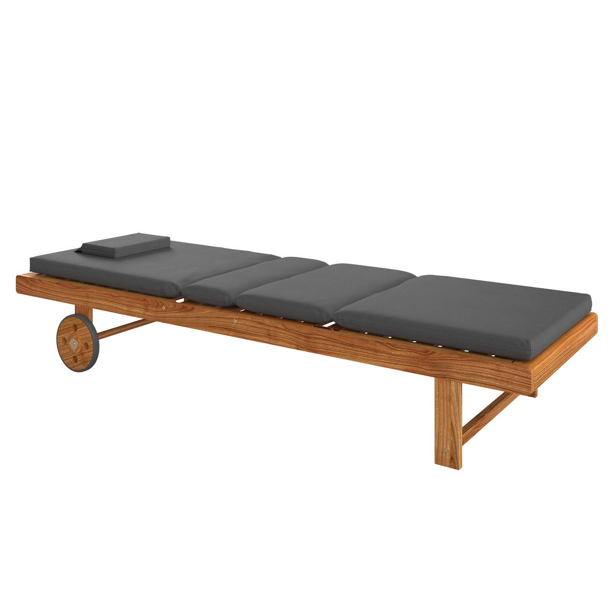 SONNENLIEGE 201/65/74 cm Akazie  - Anthrazit/Teakfarben, MODERN, Holz/Textil (201/65/74cm) - Ambia Garden