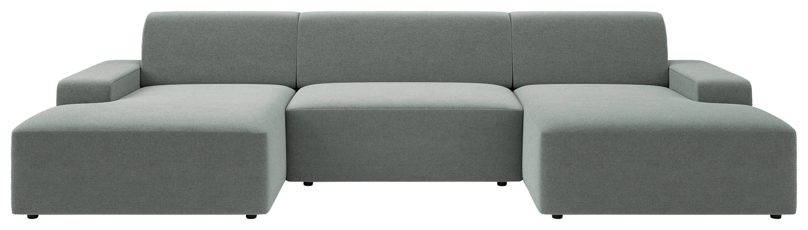 WOHNLANDSCHAFT WIEN in Struktur Grau  - Schwarz/Grau, MODERN, Kunststoff/Textil (162/329/162cm) - Trendmanufaktur