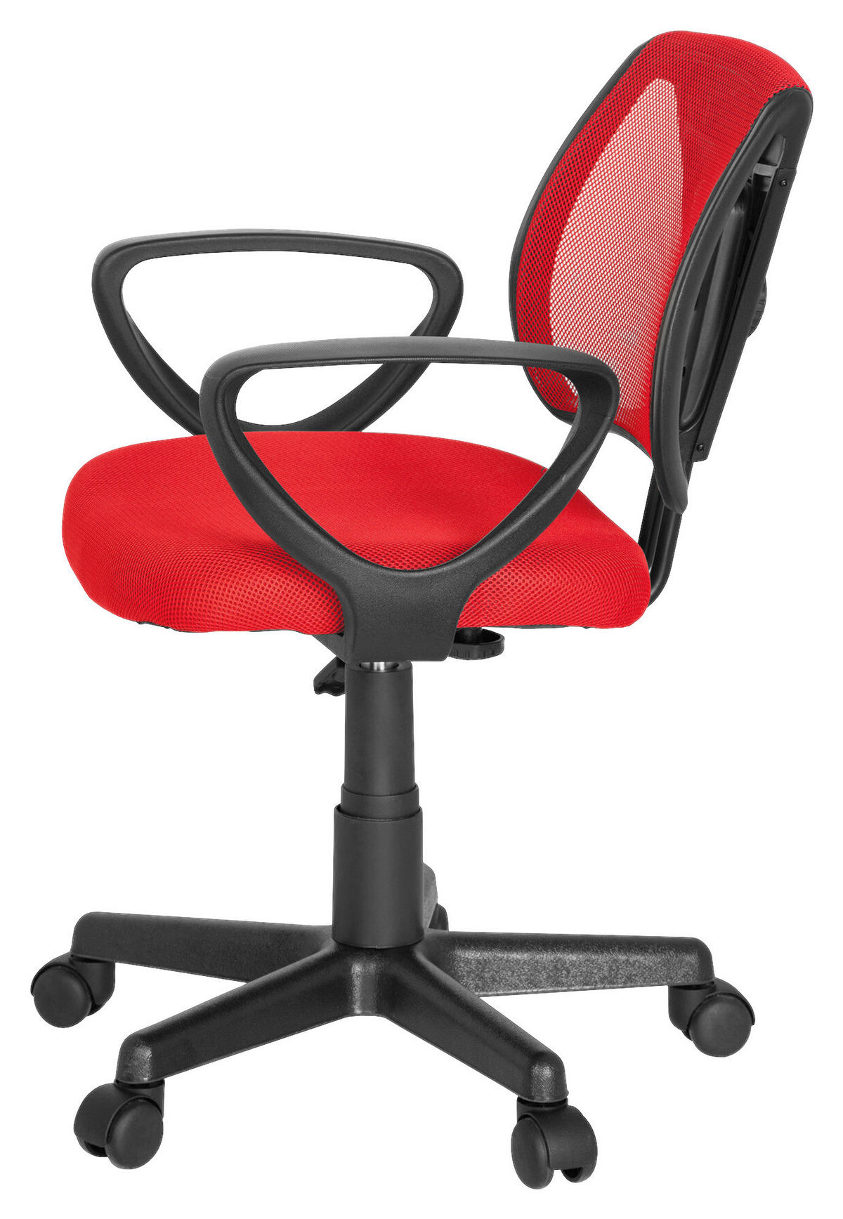 JUGENDDREHSTUHL Rot  - Rot/Schwarz, Basics, Kunststoff (58/75-92/45cm) - MID.YOU