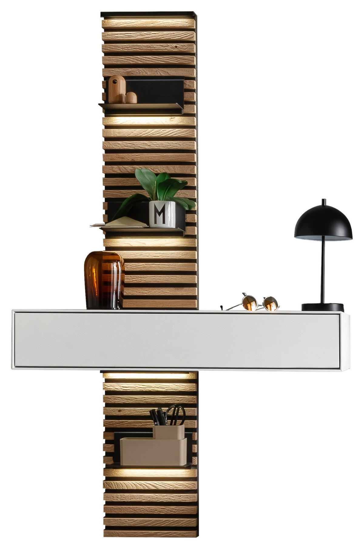 HÄNGEELEMENT in Weiß, Eichefarben   - Eichefarben/Weiß, Design, Holz (98/168/39cm) - Schöner Wohnen