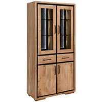 VITRINE in vollmassiv Akazie, Altholz Schwarz, Akaziefarben  - Schwarz/Akaziefarben, LIFESTYLE, Glas/Holz (88/180/40cm) - Landscape