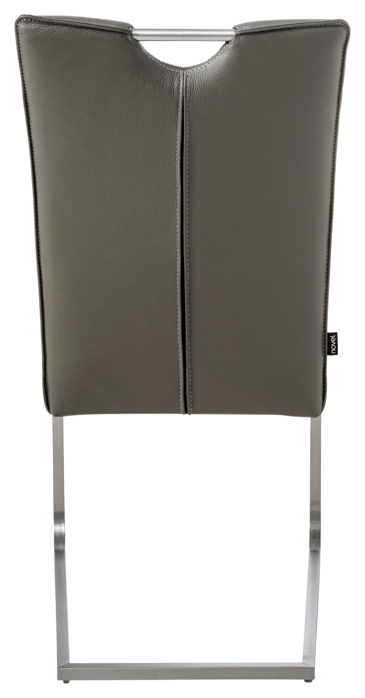 SCHWINGSTUHL  in Edelstahl Echtleder naturbelassen  - Edelstahlfarben/Braun, Design, Leder/Metall (48/98,5/62cm) - Novel