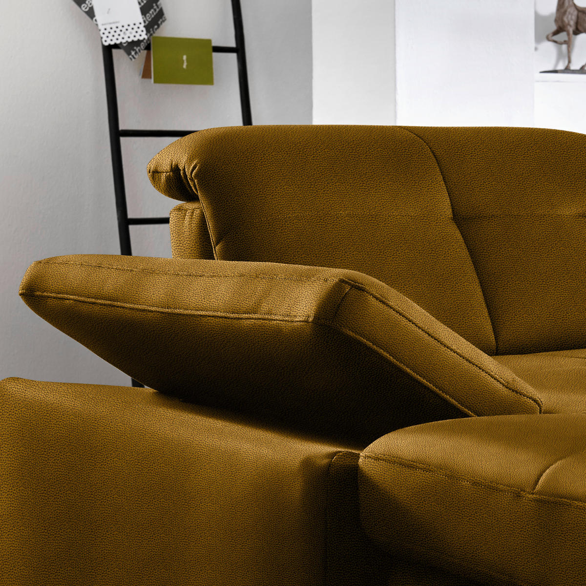ECKSOFA Flachgewebe Khaki  - Chromfarben/Khaki, Design, Textil (309/195cm) - Beldomo Style