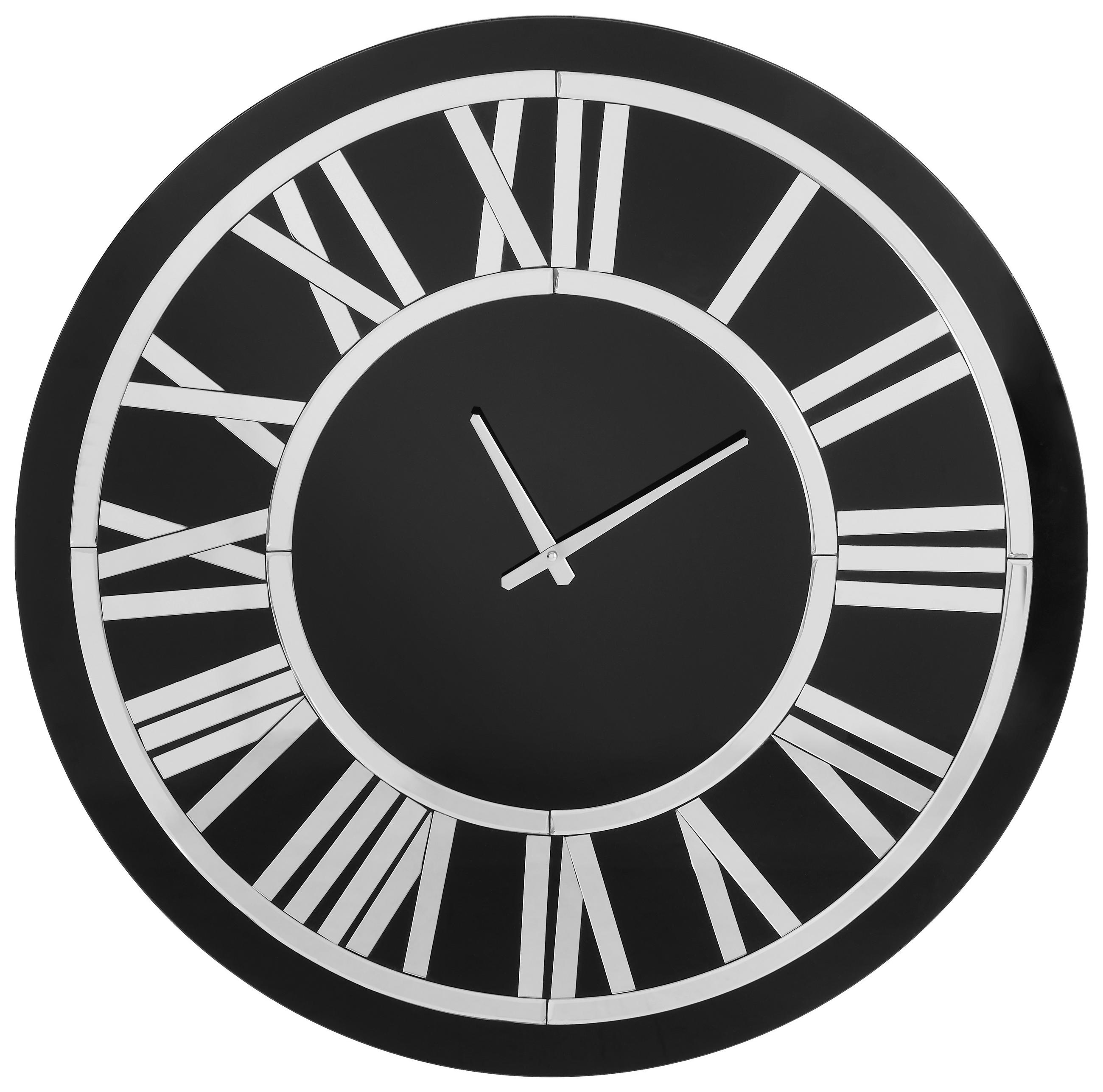 STENSKA URA  črna, bela  - črna/bela, Trendi, steklo/leseni material (80/80/2,3cm) - Xora