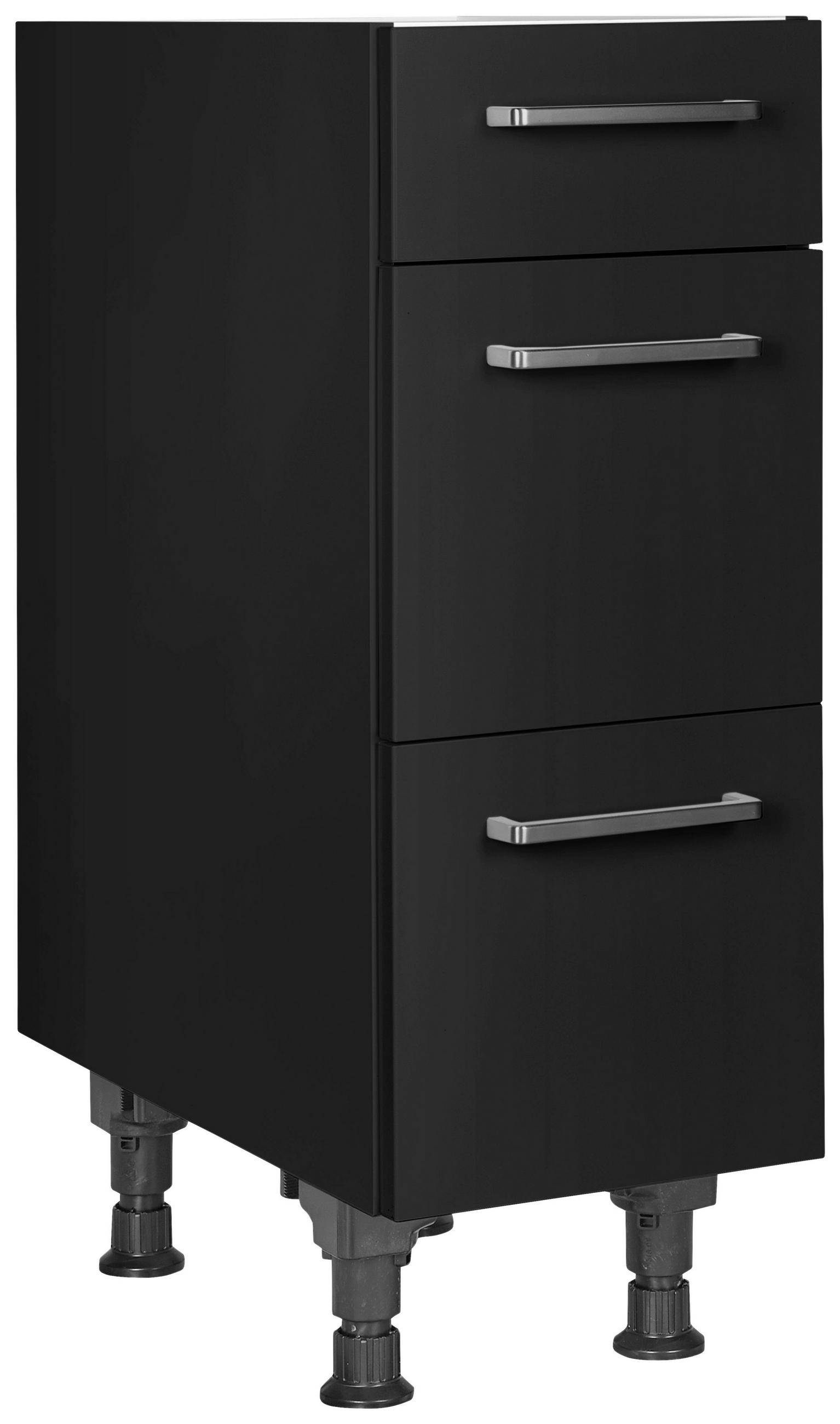 SCHUBKASTENUNTERSCHRANK 30/87/56 cm  in Schwarz  - Edelstahlfarben/Schwarz, MODERN, Holzwerkstoff/Metall (30/87/56cm) - Nobilia