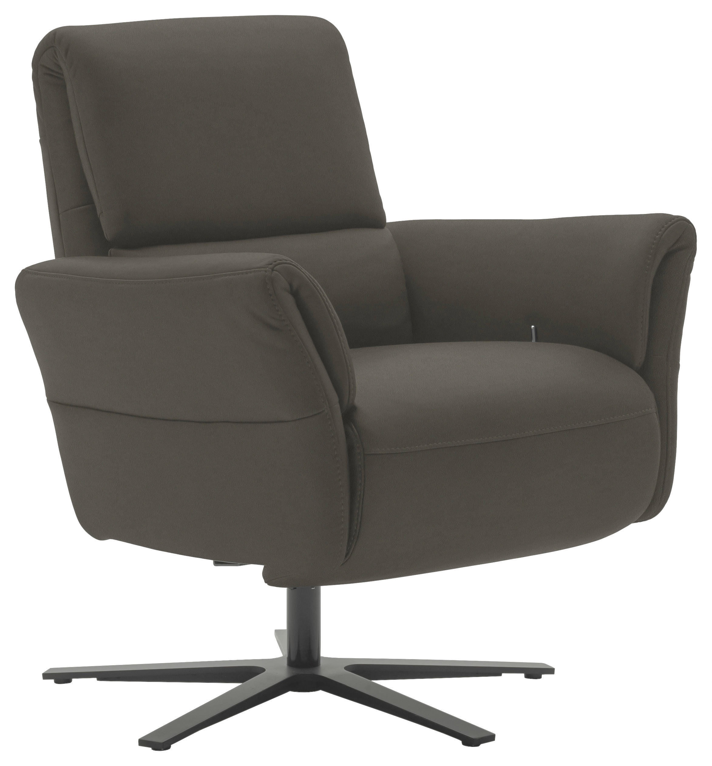 RELAXSESSEL Echtleder Relaxfunktion, Kopfteilverstellung, Nackenkissen    - Dunkelgrau/Schwarz, Design, Leder/Metall (81/118/82cm) - Schöner Wohnen