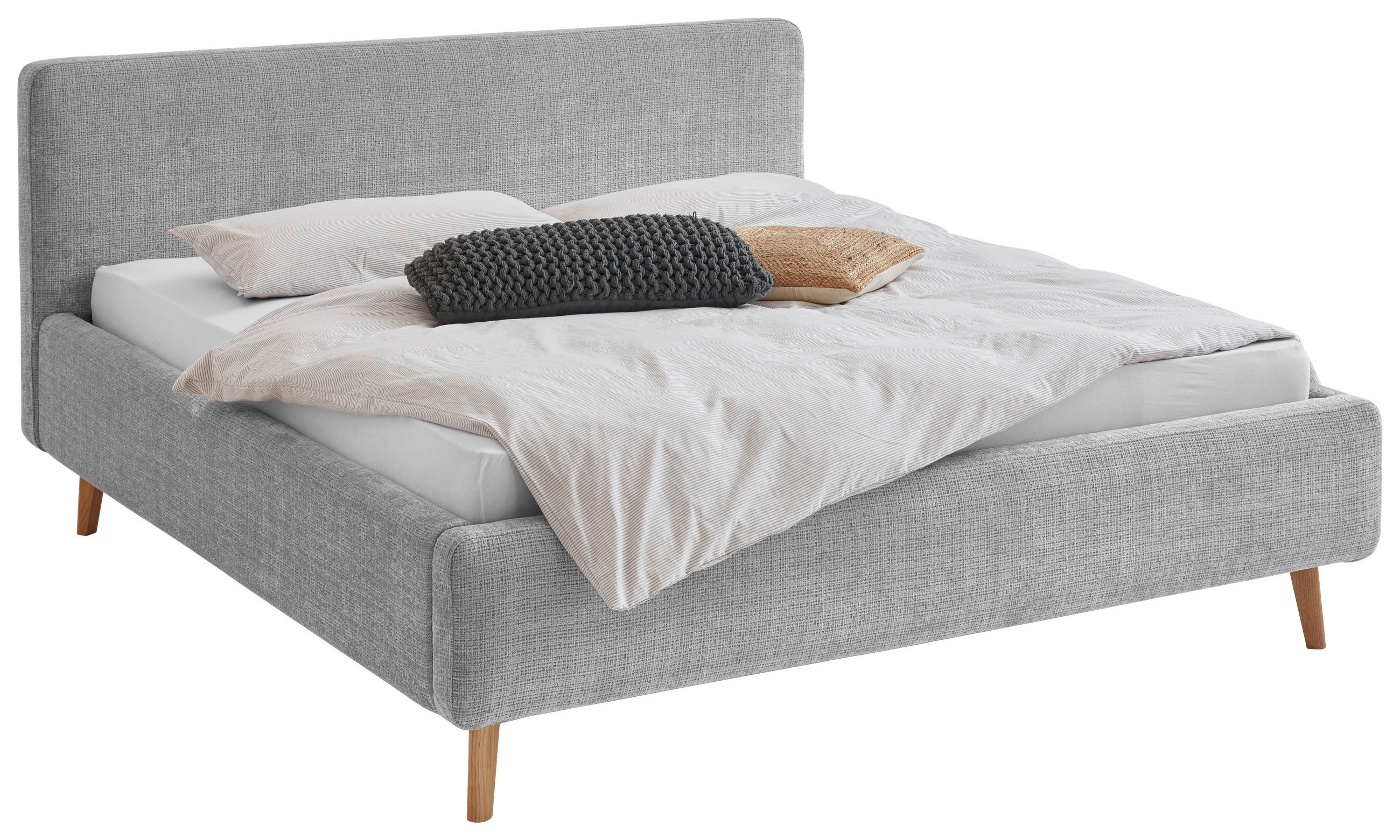 POLSTERBETT 180/200 cm  in Grau  - Eichefarben/Grau, Design, Holz/Textil (180/200cm) - Visionight