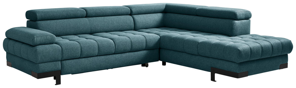 HÖRNSOFFA i vävt tyg petrol  - petrol/svart, Design, metall/textil (263/223cm) - Livetastic