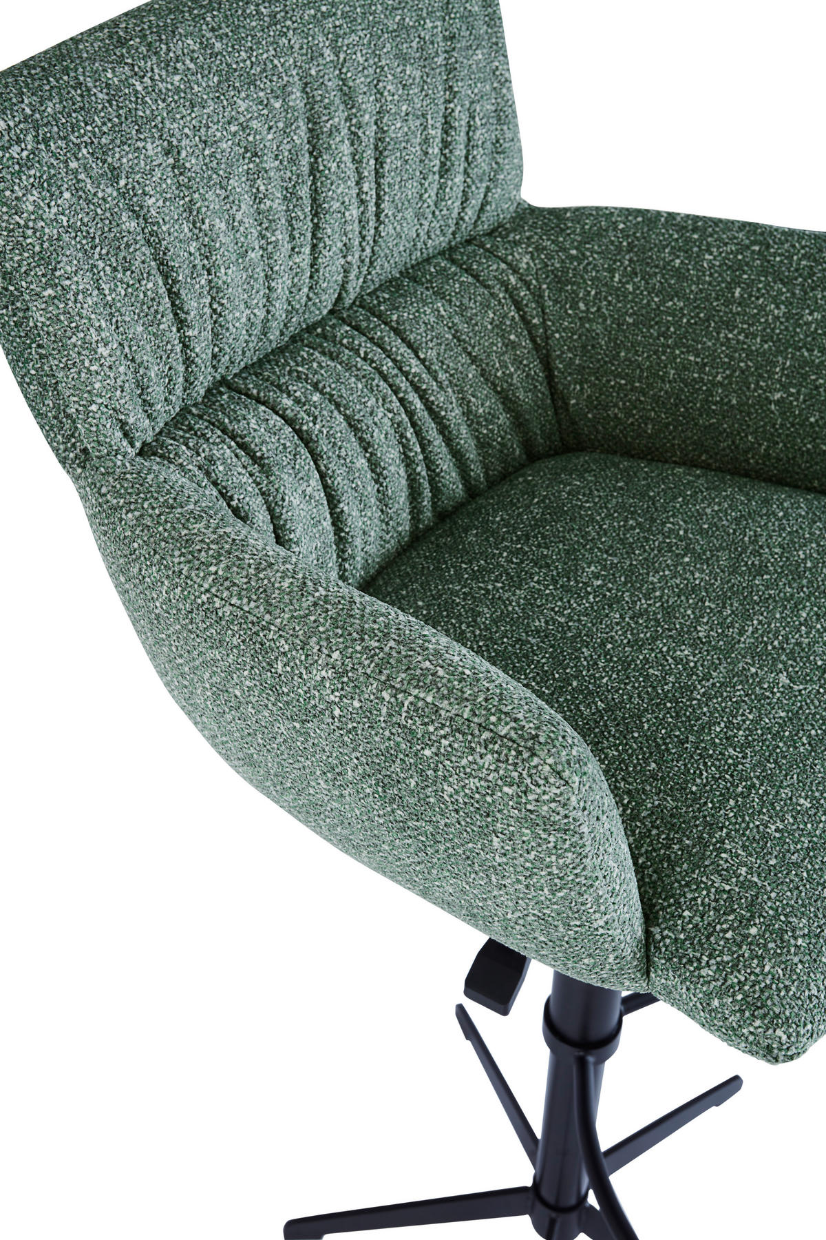 BARHOCKER Leinenoptik Olivgrün Eisen Sitzfläche 360° drehbar, automatische Rückholfunktion  - Schwarz/Olivgrün, Design, Textil/Metall (58/88-112/58cm) - Dieter Knoll