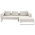 ECKSOFA  in Feincord Weiß  284/178 cm  - Schwarz/Weiß, KONVENTIONELL, Textil/Metall (284/178cm) - Hom`in