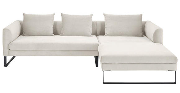 ECKSOFA  in Feincord Weiß  284/178 cm  - Schwarz/Weiß, KONVENTIONELL, Textil/Metall (284/178cm) - Hom`in