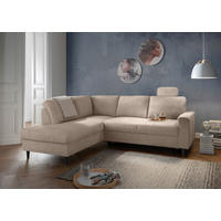 ECKSCHLAFSOFA in Beige Textil   - Beige/Schwarz, Modern, Holz/Textil (200/242cm) - Livetastic