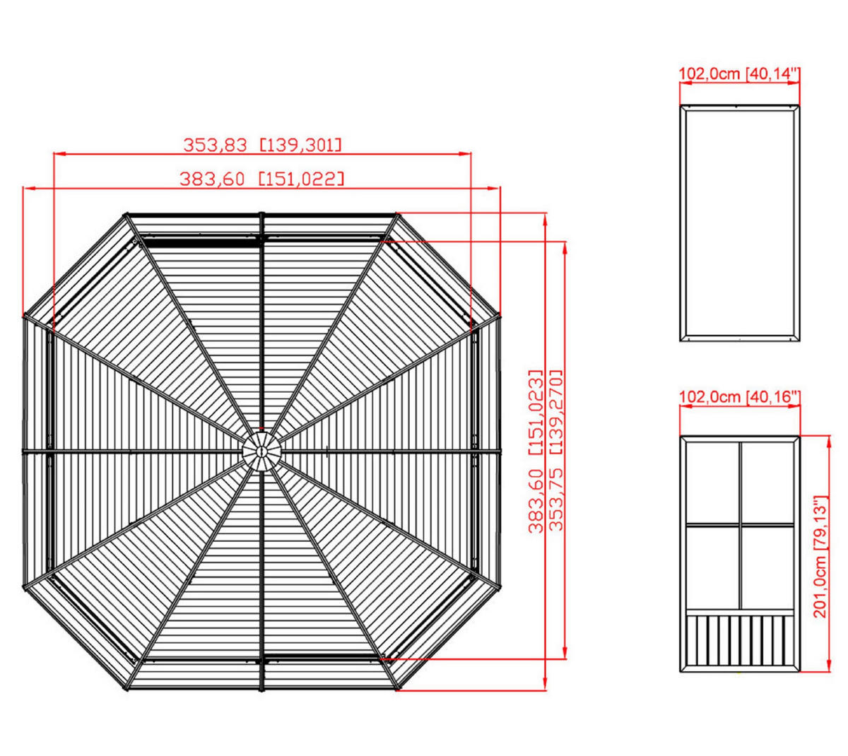 PAVILLON 384/281/384 cm   - Anthrazit, Basics, Metall (384/281/384cm)