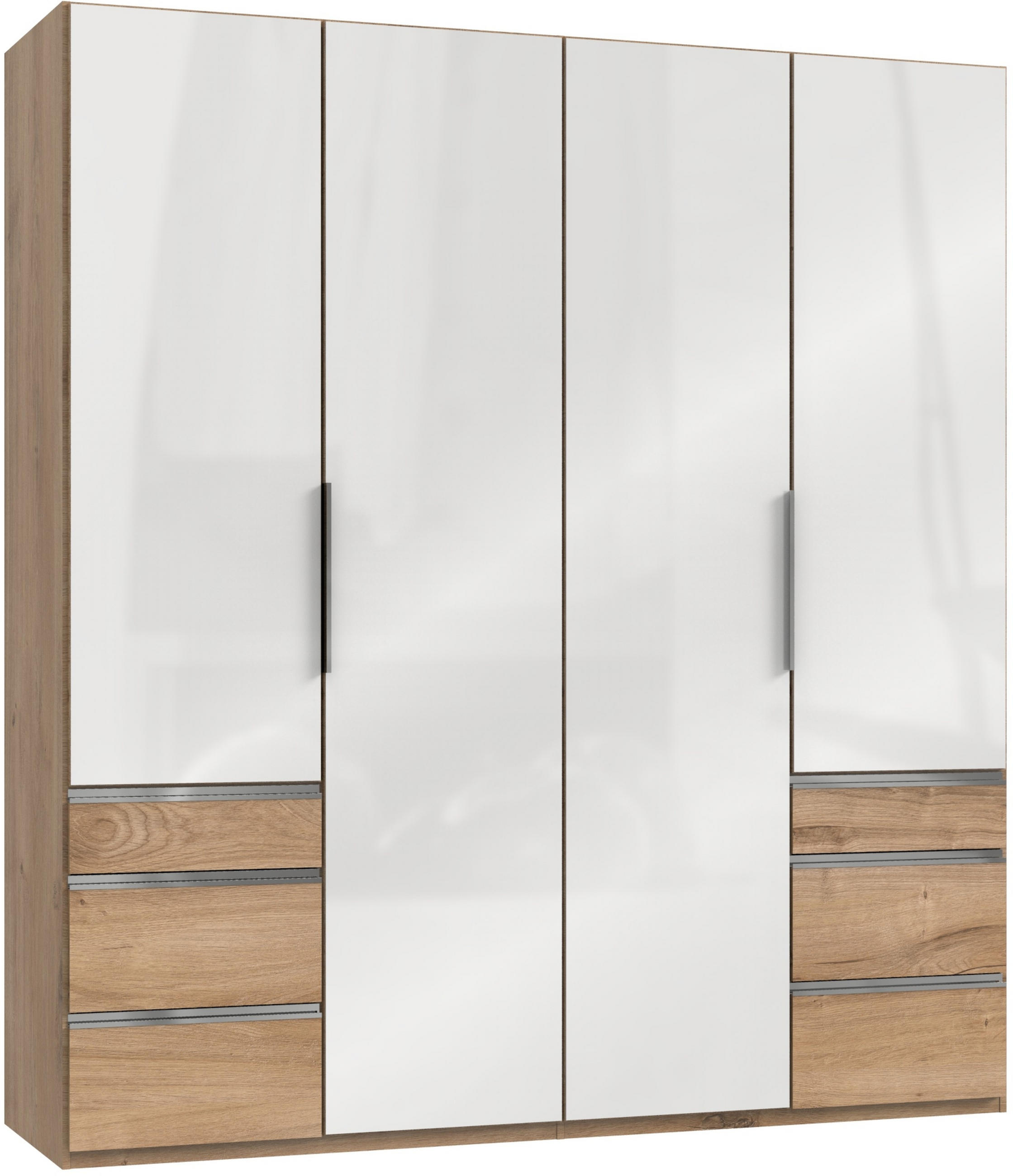DREHTÜRENSCHRANK 200/216/58 cm 4-türig  - Chromfarben/Eichefarben, MODERN, Holzwerkstoff/Metall (200/216/58cm) - MID.YOU