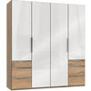 DREHTÜRENSCHRANK in Eichefarben, Weiss  - Chromfarben/Weiss, Modern, Glas/Holzwerkstoff (200/216/58cm) - MID.YOU