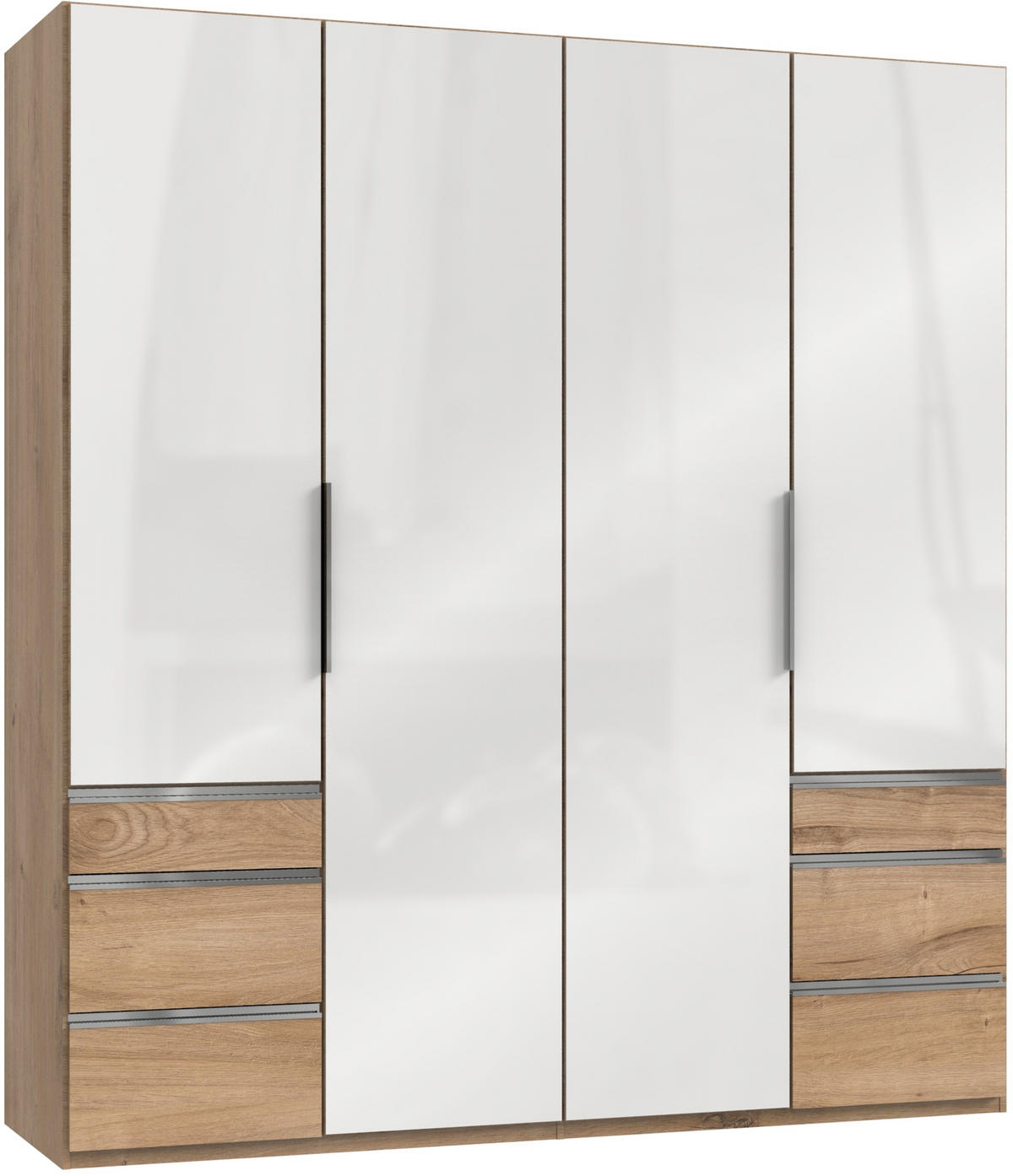 DREHTÜRENSCHRANK in Eichefarben, Weiss  - Chromfarben/Weiss, Modern, Glas/Holzwerkstoff (200/216/58cm) - MID.YOU