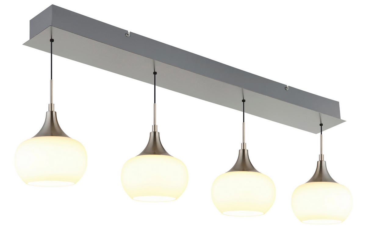 HÄNGELEUCHTE Lui 90/15/150 cm   - Opal/Schwarz, Design, Glas/Kunststoff (90/15/150cm) - Globo