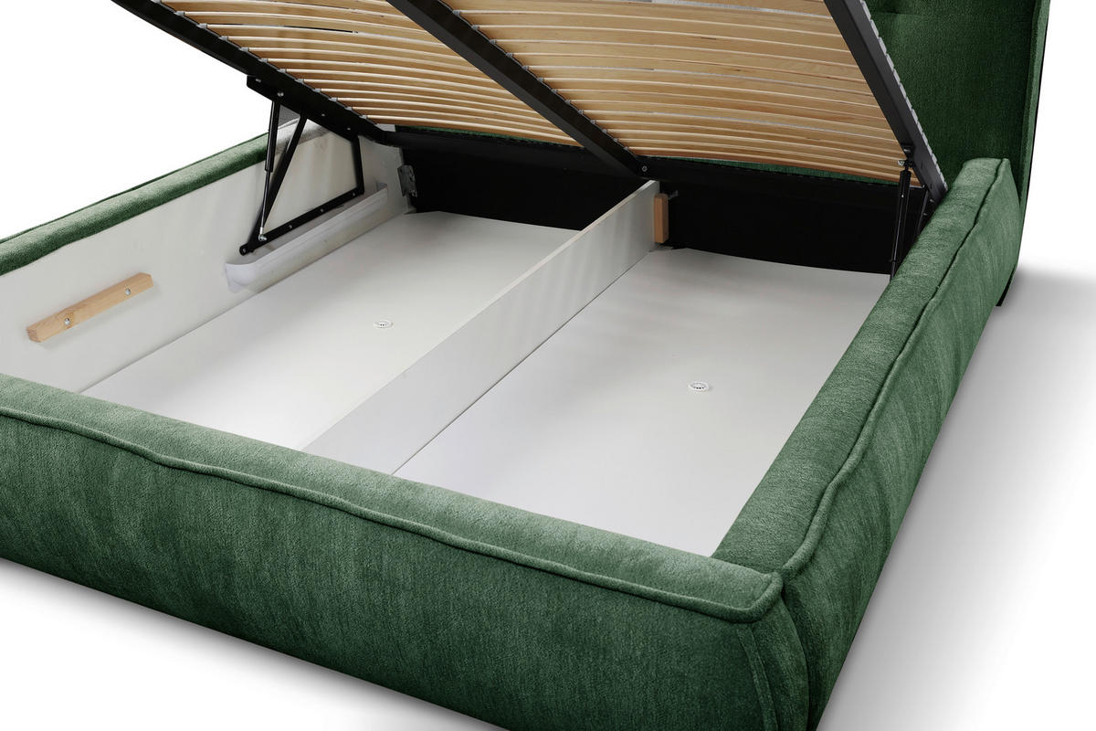 POLSTERBETT Lattenrost 160/200 cm  in Grün  - Beige/Schwarz, LIFESTYLE, Holz/Textil (160/200cm) - Livetastic