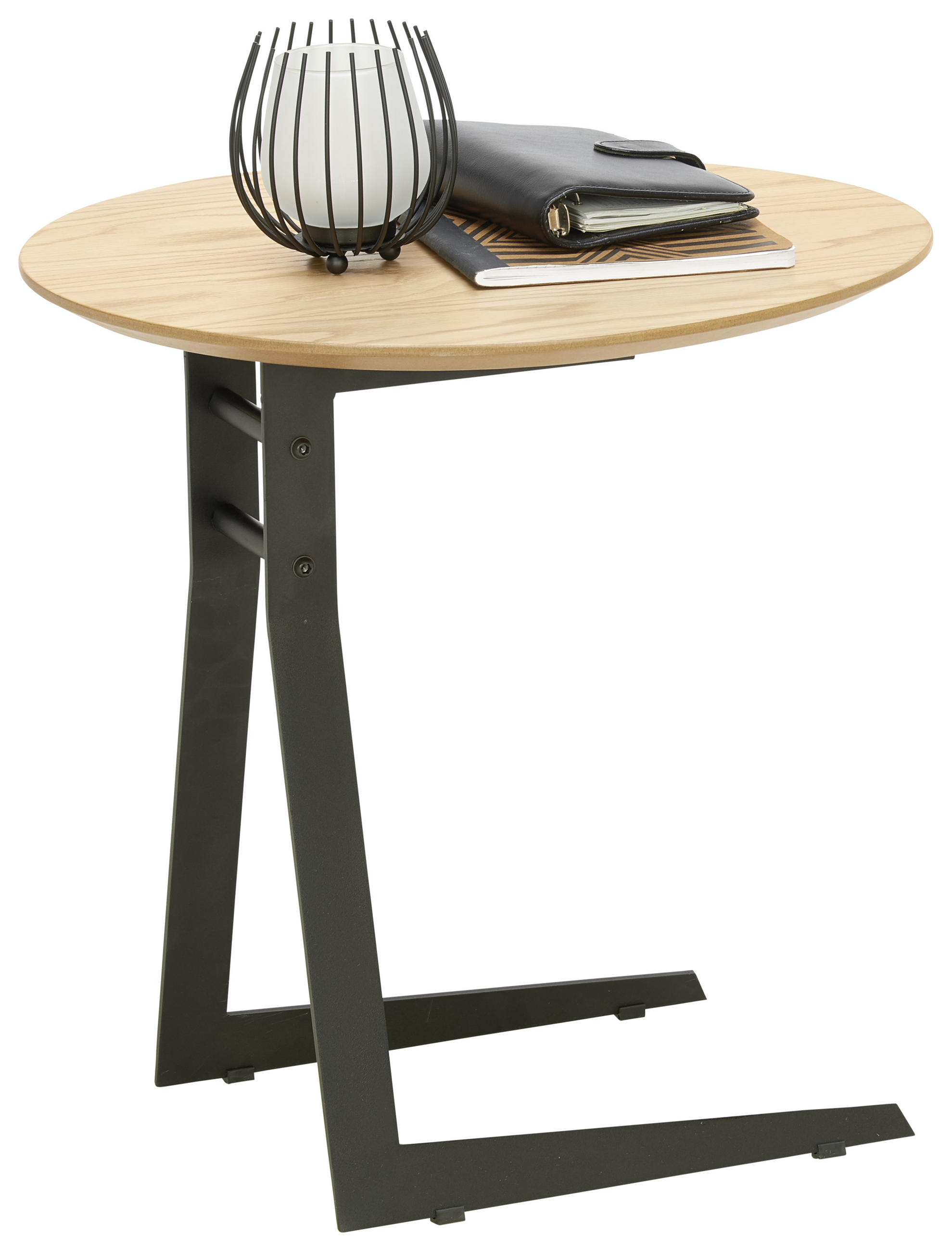 PRÍRUČNÝ STOLÍK, dub, čierna, farba duba - čierna/farba duba, Design, kov/drevo (45/50/50cm) - Xora