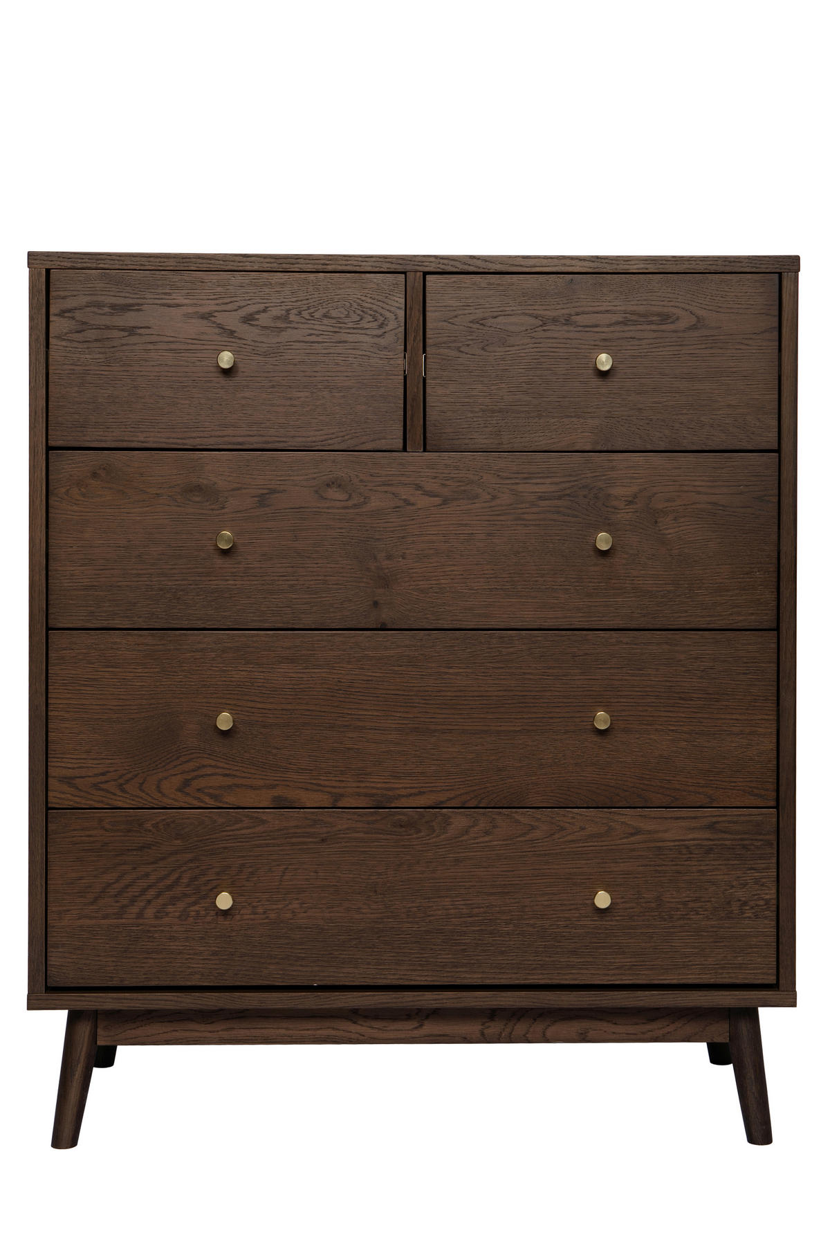 KOMMODE , 85/99/40 cm, 5 Schublade(n)  - Messingfarben/Walnussfarben, Design, Holz/Holzwerkstoff (85/99/40cm) - Livetastic