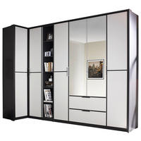 ROHOVÁ ŠATNÍ SKŘÍŇ SE ZRCADLEM, šedá, bílá,  - bílá/šedá, Design, kov/kompozitní dřevo (100/314cm) - MID.YOU