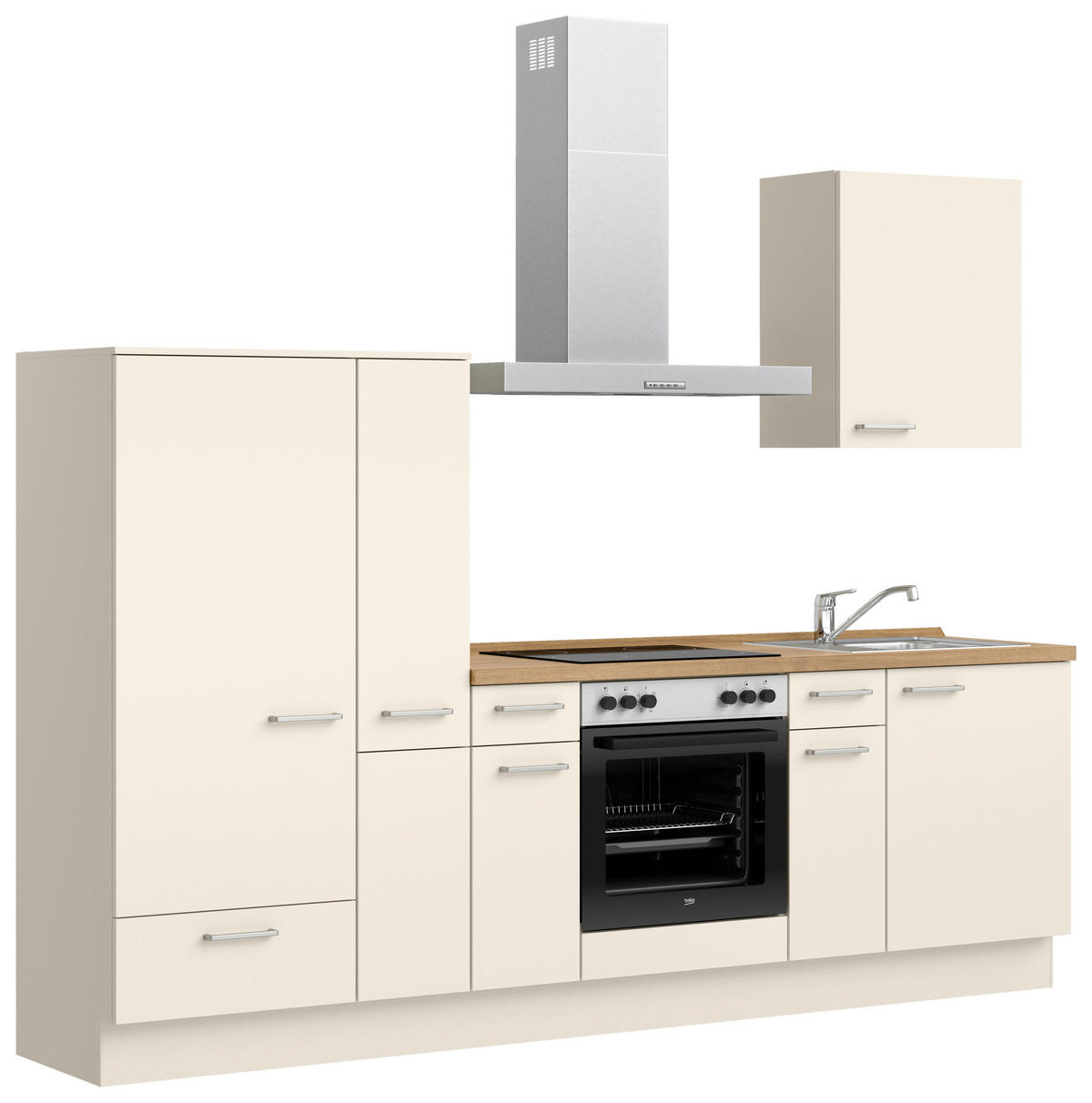 KÜCHENBLOCK Touch 270 cm  in Eichefarben, Magnolie  - Edelstahlfarben/Eichefarben, MODERN, Holzwerkstoff/Metall (270cm) - Nobilia