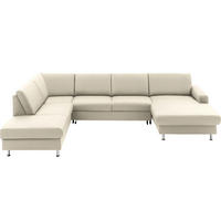 WOHNLANDSCHAFT in Echtleder Creme  - Creme/Alufarben, Design, Leder/Metall (233/339/165cm) - Beldomo Premium