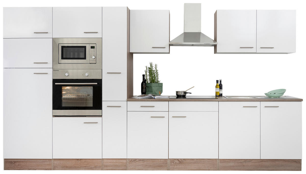 KÜCHENLEERBLOCK 360 cm   in Weiss  - Weiss/Edelstahlfarben, Basics, Holzwerkstoff/Metall (360cm) - Respekta