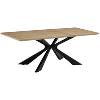 ESSTISCH 160-210/90/76 cm Echtholz, Nachbildung  Holz, Metall, Holzwerkstoff ausziehbar rechteckig Schwarz, Eichefarben  - Eichefarben/Schwarz, MODERN, Holz/Holzwerkstoff (160-210/90/76cm) - P & B