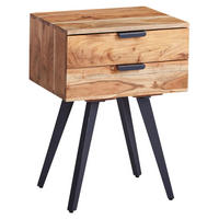 NACHTTISCH 47/65/35 cm  massiv Akazie Akaziefarben  - Grau/Akaziefarben, Modern, Holz/Metall (47/65/35cm) - MID.YOU