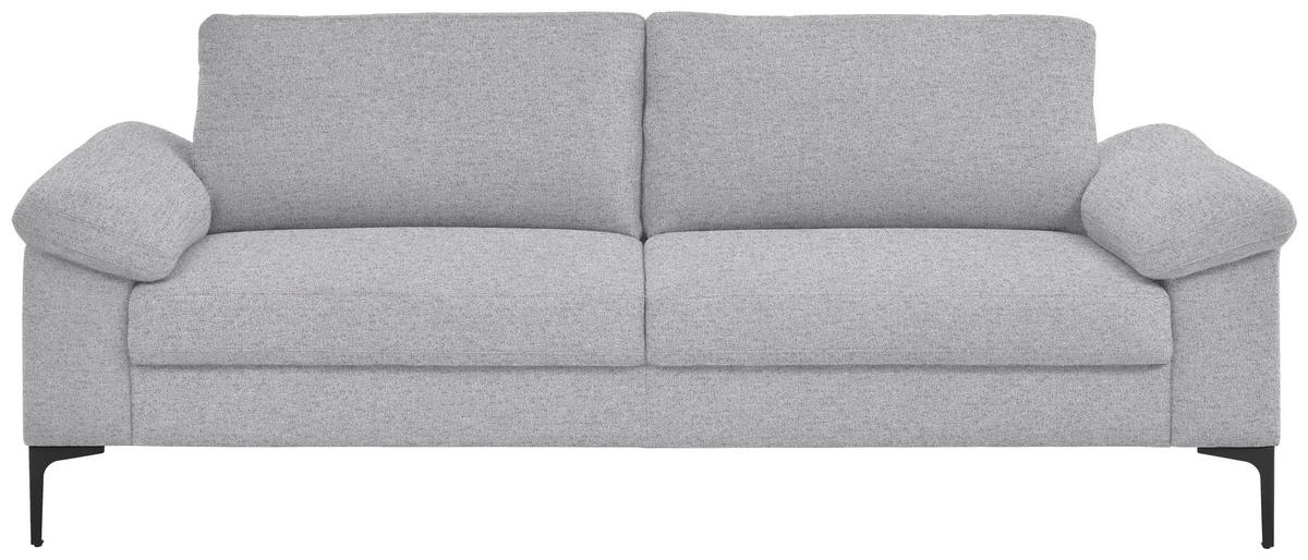 3-SITZER-SOFA in Flachgewebe Hellgrau  - Hellgrau/Schwarz, Design, Textil/Metall (226/89/97cm) - Pure Home Lifestyle