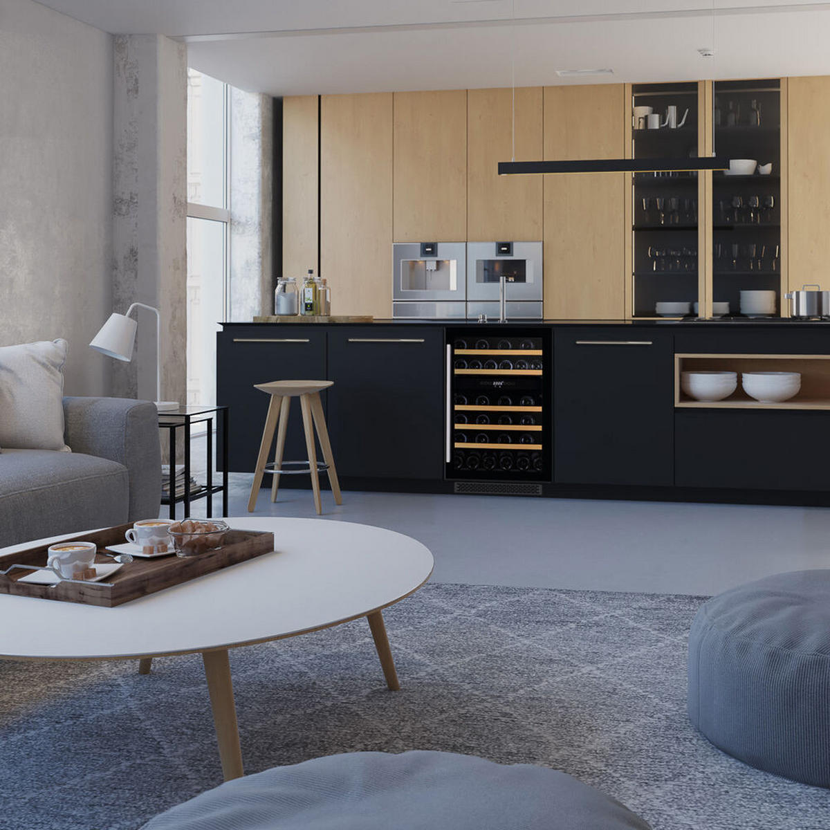 WEINKÜHLSCHRANK DAUF-38.100DB  - Schwarz, Basics, Glas/Holz (49,5/82/57,5cm)