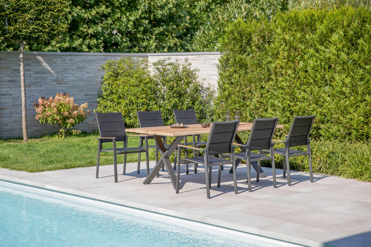 GARTENTISCH 220/95/76 cm Holz Teakfarben rechteckig  - Anthrazit/Teakfarben, Design, Holz/Metall (220/95/76cm)