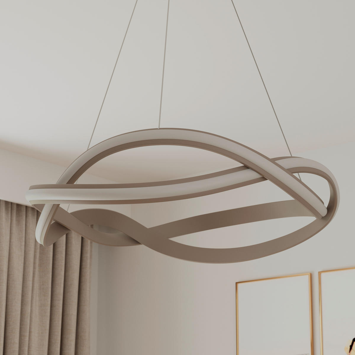 LED-HÄNGELEUCHTE Infinity 55/150 cm  - Cappuccino, Design, Kunststoff/Metall (55/150cm) - Novel