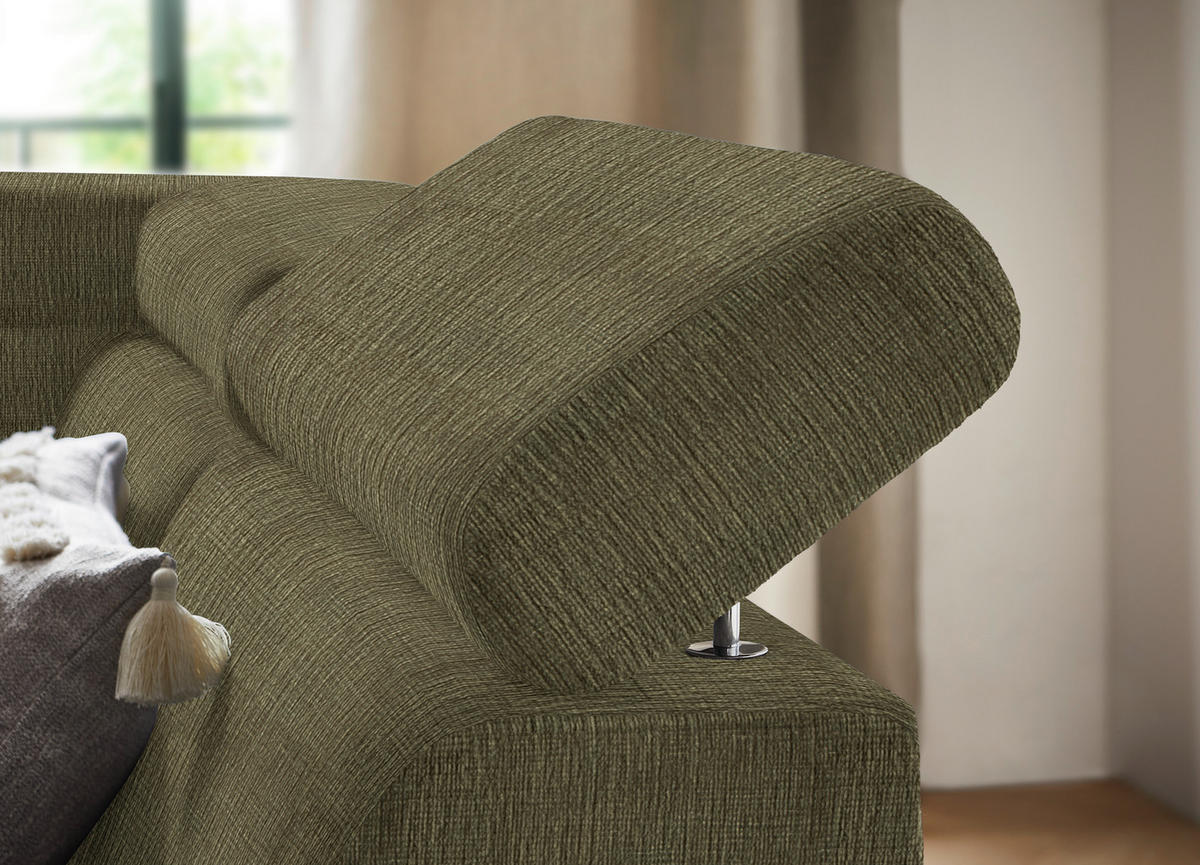 ECKSOFA in Flachgewebe Grün  - Schwarz/Grün, Design, Textil/Metall (260/203cm) - Stylife