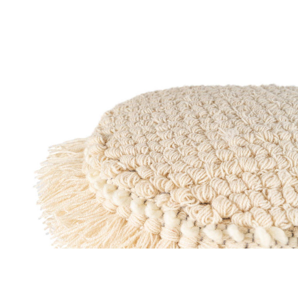 Thumbnail - Kayoom Pouf, Creme, Textil, Struktur, Füllung: EPS Mikroperlen, 35x35x35 cm, Wohnzimmer, Hocker, Poufs