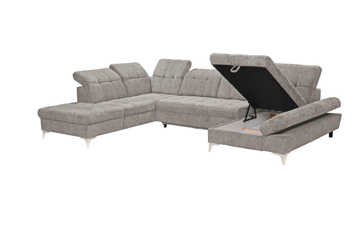 WOHNLANDSCHAFT Mikrovelours Taupe  - Taupe/Kaschmir, Modern, Kunststoff/Textil (245/348/168cm) - MID.YOU