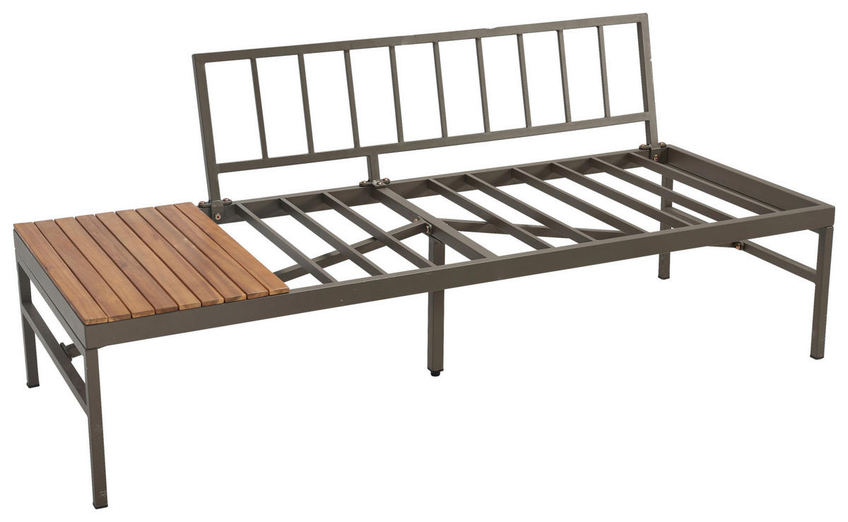 LOUNGEGARNITUR   57/35/57 cm Akazie vollmassiv Aluminium  - Beige/Beigebraun, MODERN, Holz/Textil (57/35/57cm) - Ambia Garden
