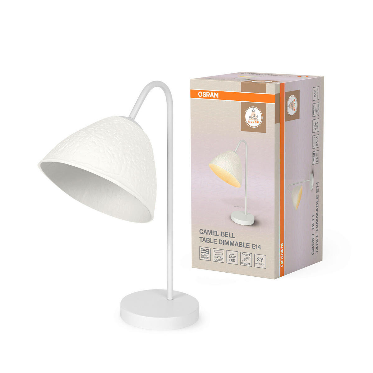 TISCHLEUCHTE 22/33.5/46 cm  - Basics, Papier/Metall (22/33.5/46cm) - Osram