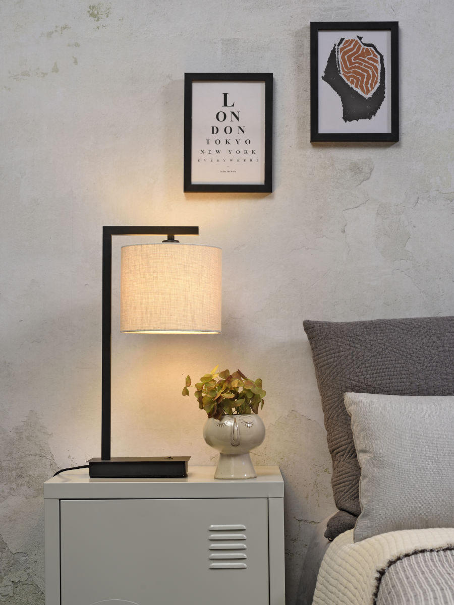 BORDSLAMPA Boston 17/44 cm   - beige/svart, Basics, metall/textil (17/44cm) - It's about Romi