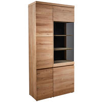 VITRINE  in teilmassiv Wildeiche Anthrazit, Eichefarben  - Eichefarben/Anthrazit, Natur, Glas/Holz (100/211/43cm) - Venjakob