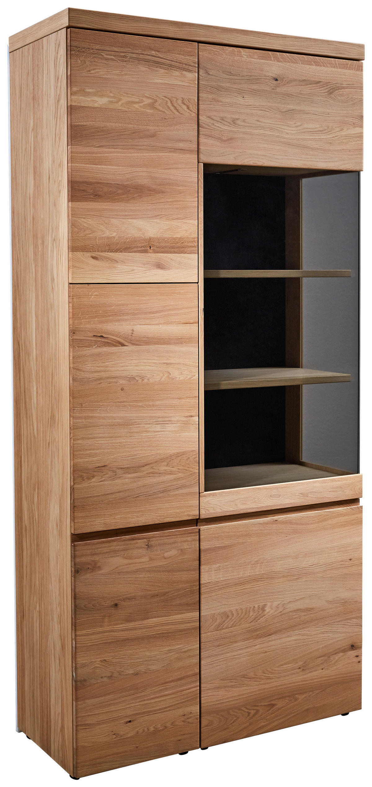 VITRINE  in teilmassiv Wildeiche Anthrazit, Eichefarben  - Eichefarben/Anthrazit, Natur, Glas/Holz (100/211/43cm) - Venjakob