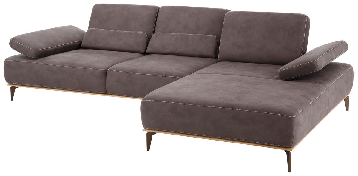 ECKSOFA 16580 Sprint Mokka Mikrofaser  - Beige/Bronzefarben, Design, Textil/Metall (298/176cm) - Valnatura